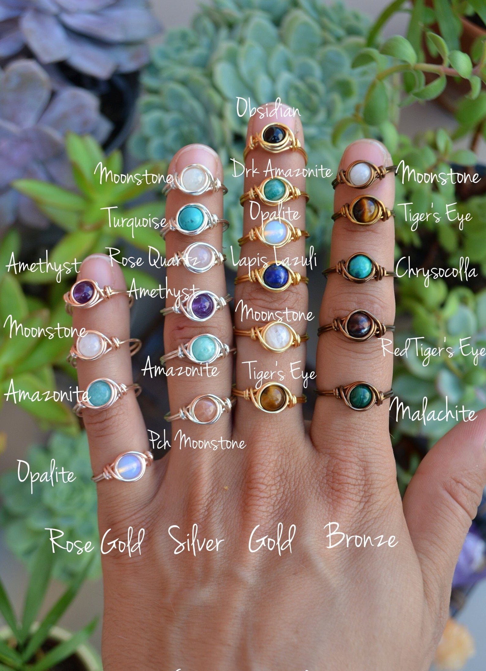 Stainless Steel Gemstone Ring // Your Choice! — Abbey Road Collection